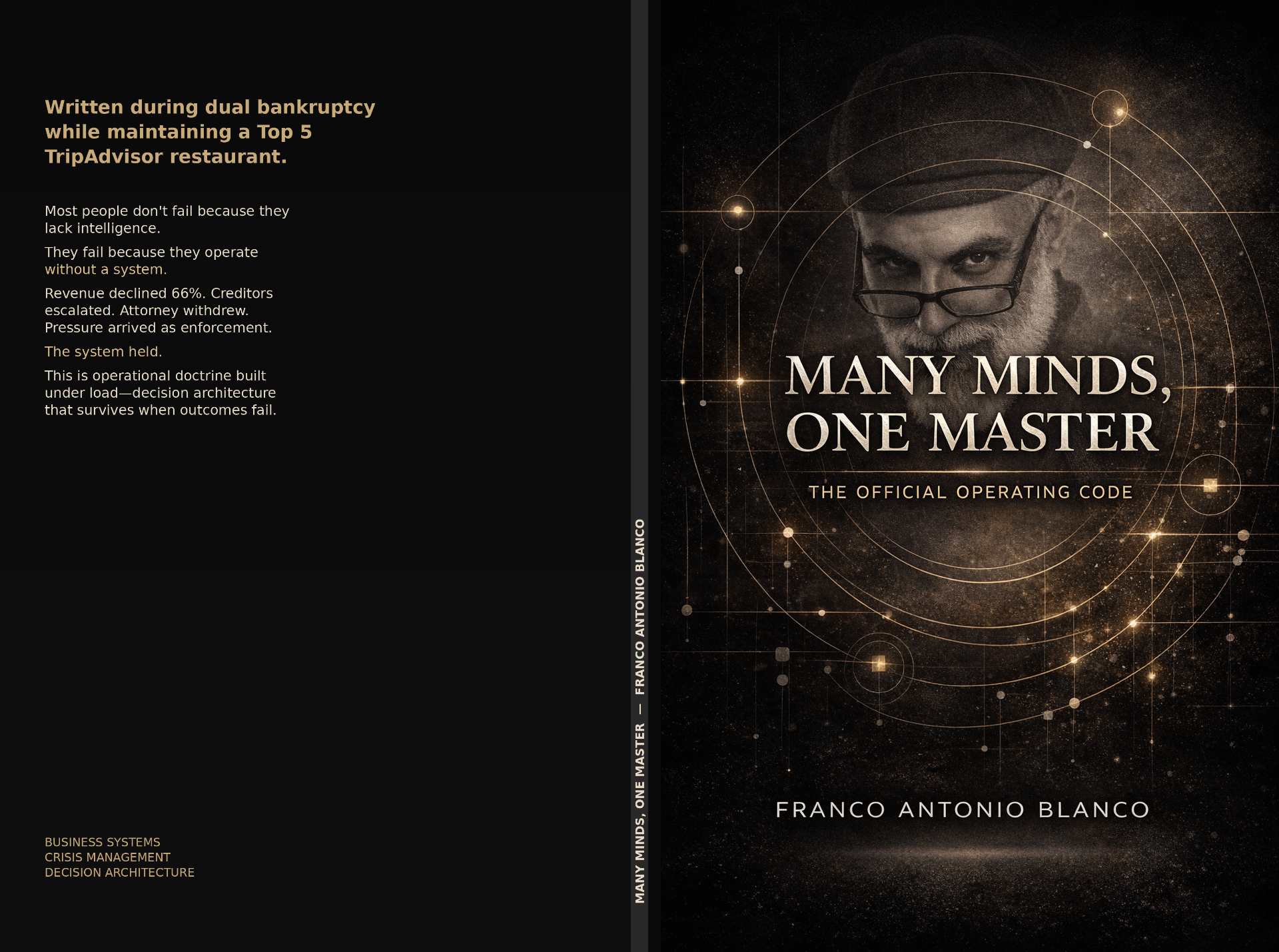 Many Minds, One Master book cover — decision architecture for founders and operators